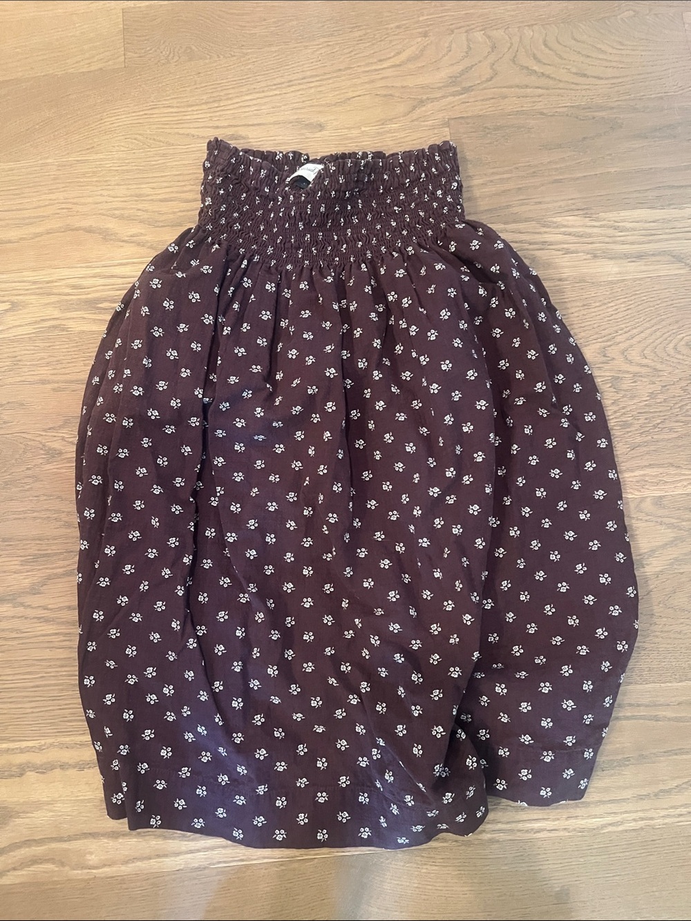 Universal Thread Maroon Floral Smocked Waist Midi Skirt